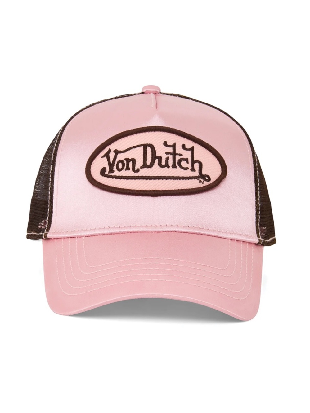 Von Dutch Pink and Brown Satin Mesh Trucker Hat